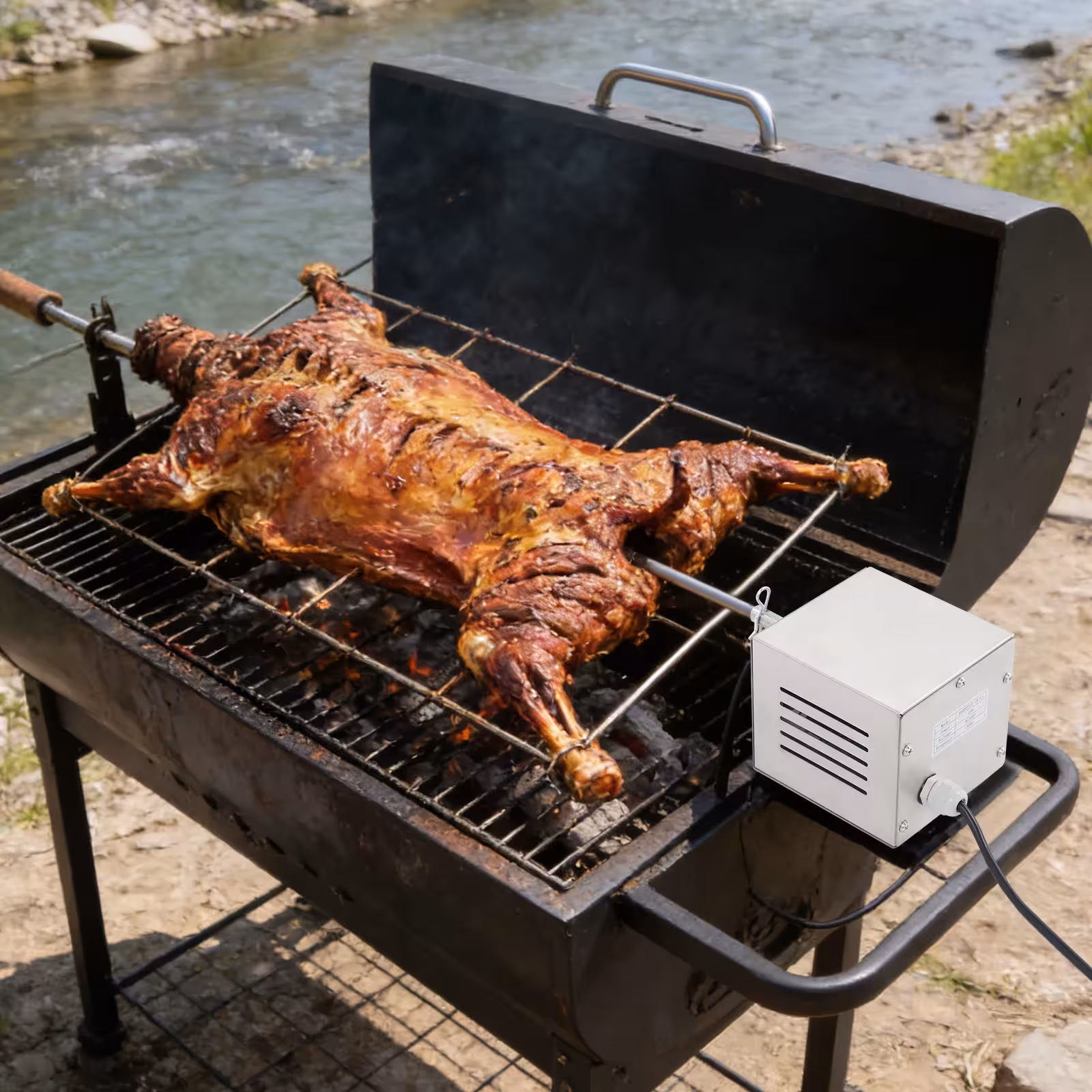 Edelstahl-Grill-Spießmotor 25W, mit langem Stromkabel