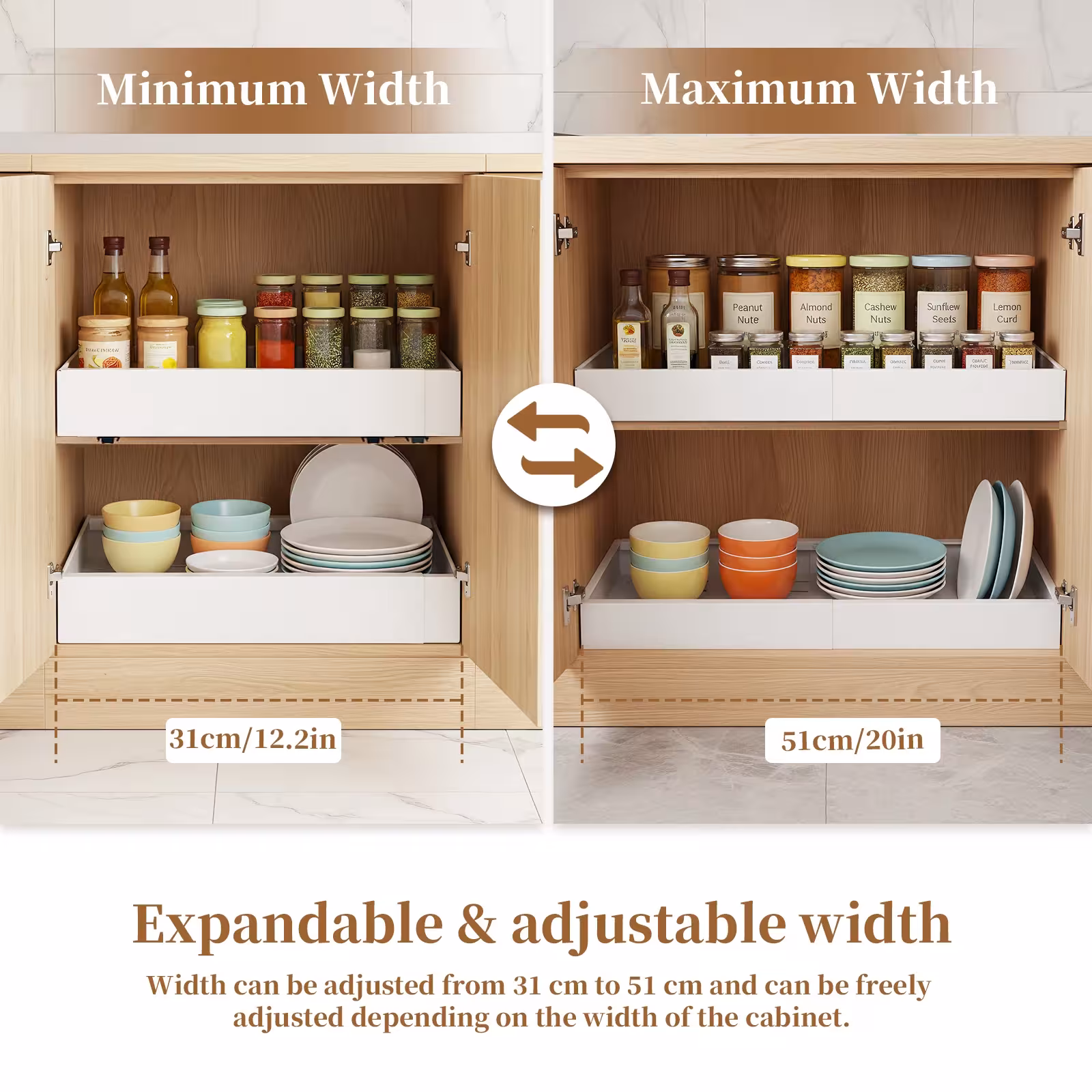 Pull-out kitchen cabinet shelf