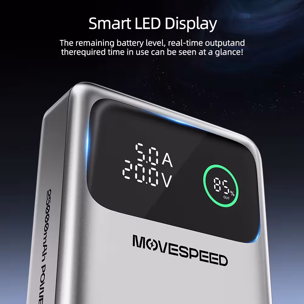 External battery with 25000mAh capacity,