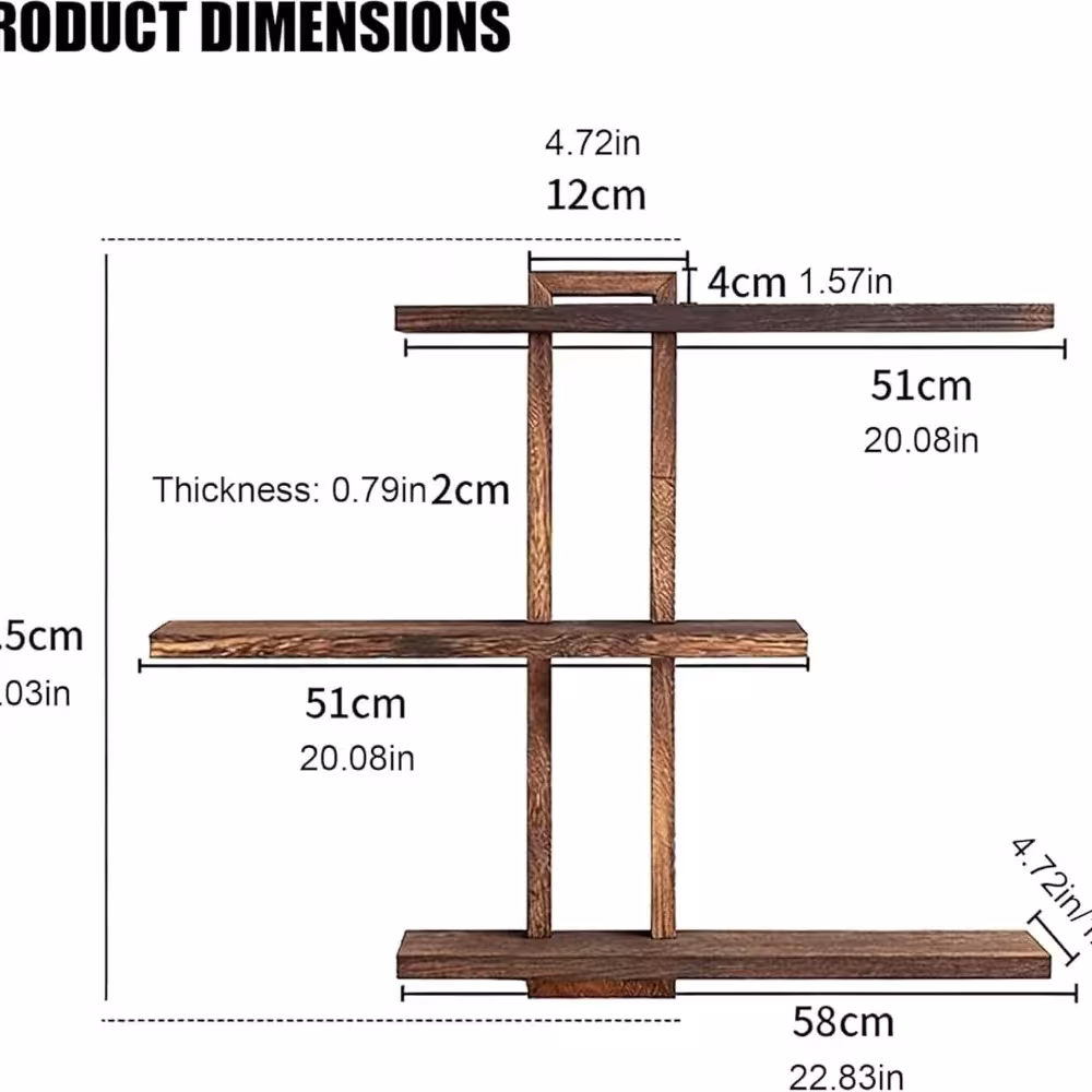 Three-tier wall shelf