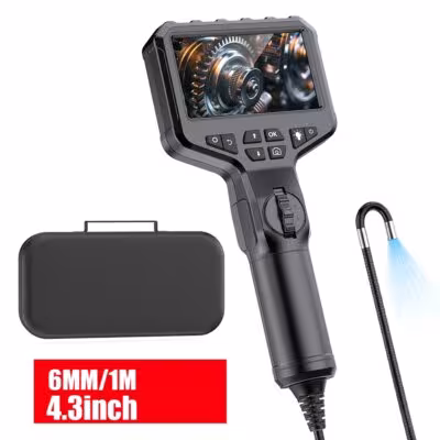 Endoscopio flexible de doble dirección con pantalla de 4.3 pulgadas, cámara de 6mm e iluminación LED