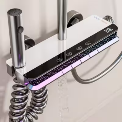 【Local Stock】Temperature Smart Digital Display Shower Faucet Set Rainlfall Bathroom System Digital Mixer Tap Bidet Shower Head 1