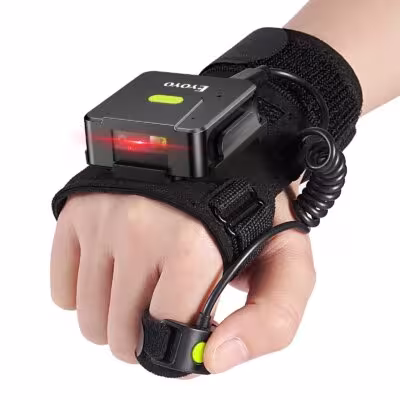 Eyoyo EY-027Pro Upgraded 1D&2D Portable Barcode Scanner Bluetooth QR Reader Long Range Fast Scanning UPC EAN Bar Codes Book Scanner. Glove Style Wearable Design, Finger Trigger, 10H Working Time 1