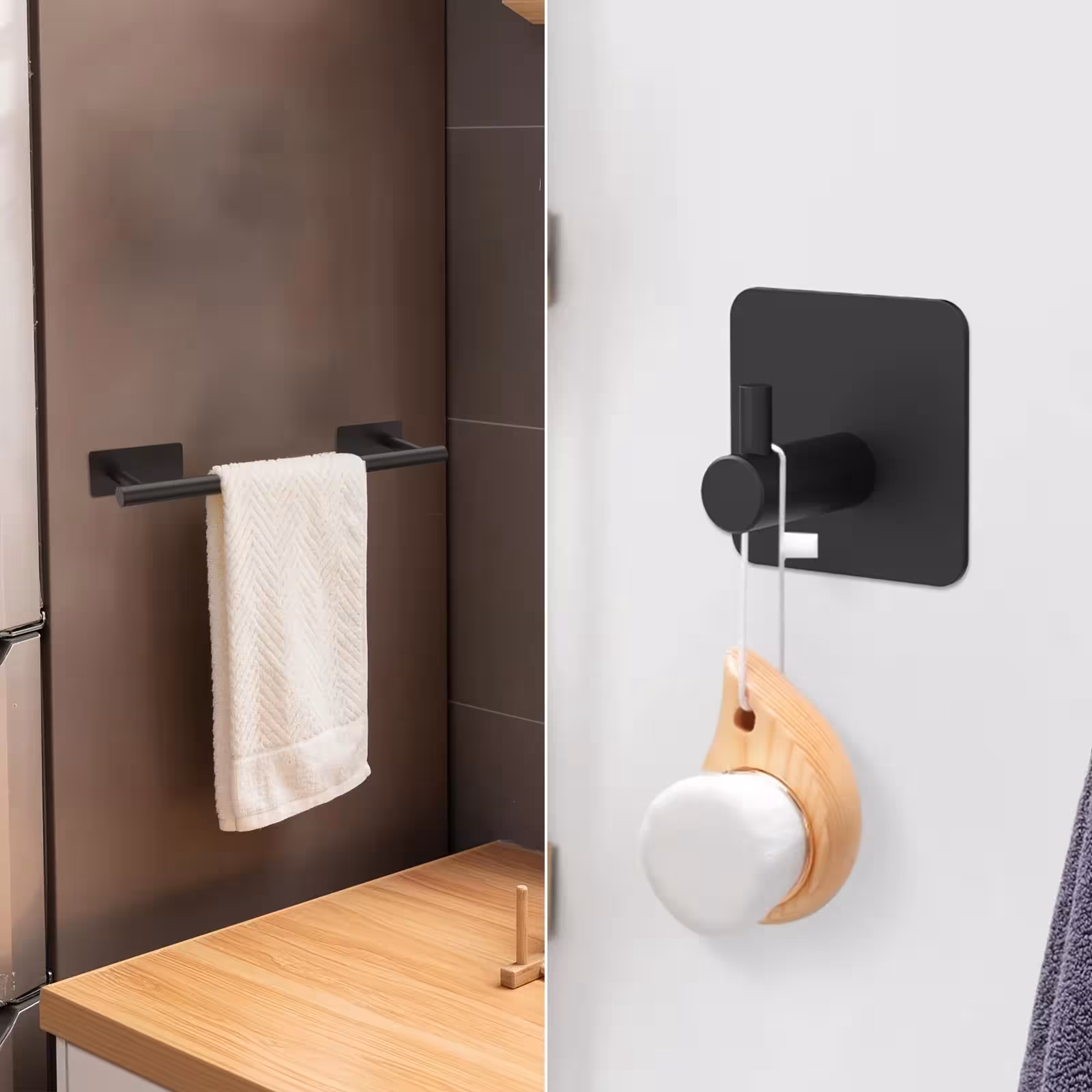 bathroom accessory set, no drilling required