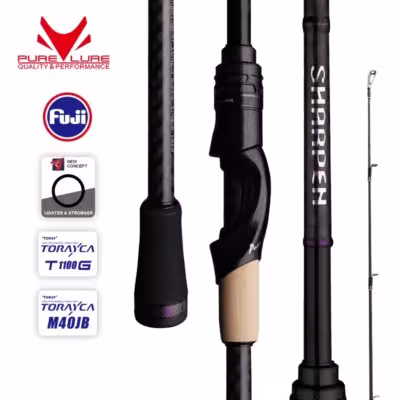 PURELURE SHARPEN Travel Soft Lure Long Spinning and Casting XF/MF Action Rods FUJI Components Bass Pike Rod Fishing Rod Reel 1