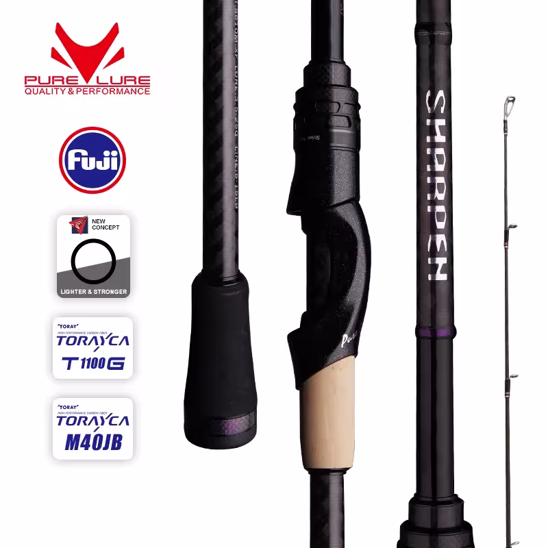 Canne à pêche FUJI PURELURE SHARPEN pour voyage, adaptée à la pêche au lancer et au spinning