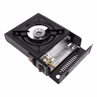 Portable Camping Stove, 1 Burner, 25000 Times Ignition Life, Heat Dissipation Holes, for Picnic, Hiking, Family Dinner, Backyard (2500W/Black) 1