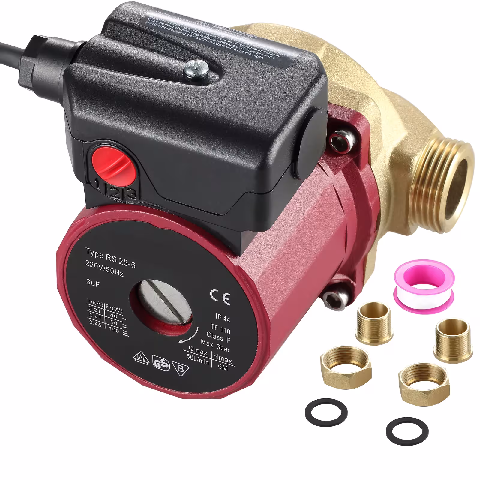 Bomba de circulación de agua 220V 90W 5.3 GPM con 3 velocidades para ducha y hogar