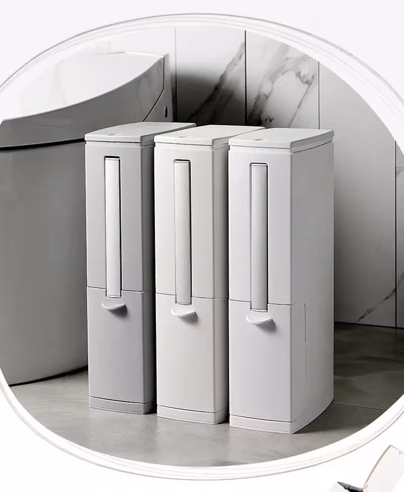 Garbage bin with toilet brush
