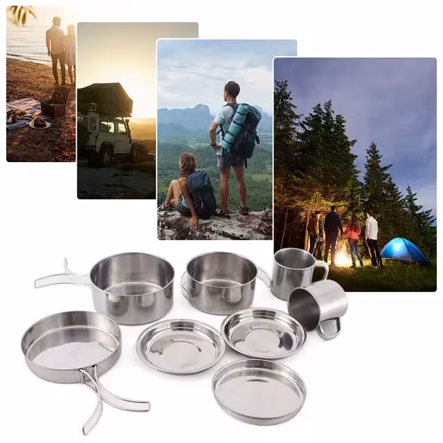 juego de utensilios de camping