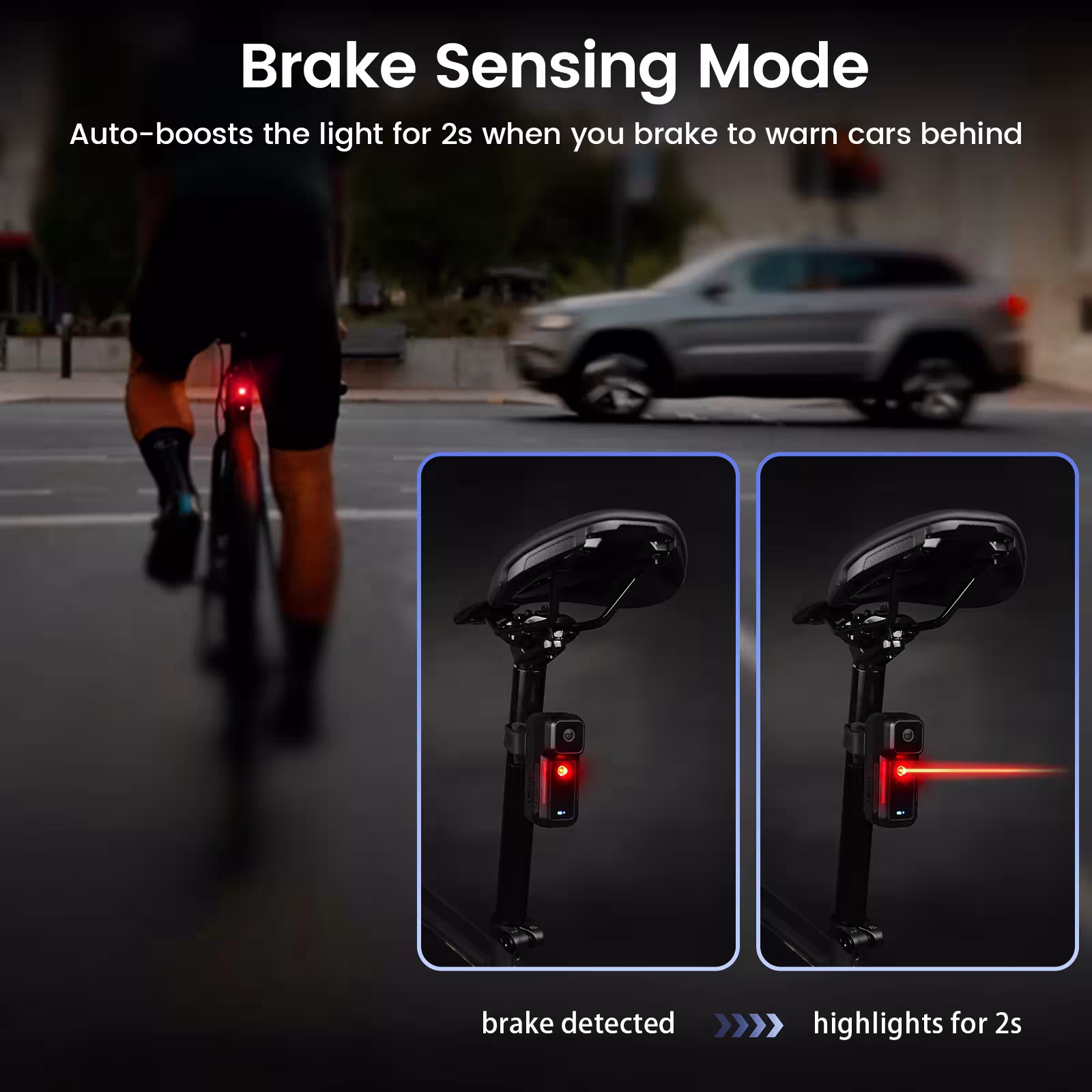 Feux arrière pour vélo avec caméra