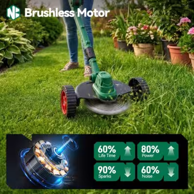Tondeuse à gazon sans fil brushless de 9 pouces, compatible avec les batteries Makita 18-21V