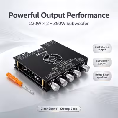 YS-AS21 TPA3255DDVR Bluetooth-compatible 5.1 Subwoofer Amplifier Board 220WX2+350W 2.1 Channel Subwoofer Amplifier AUX + USB in 1