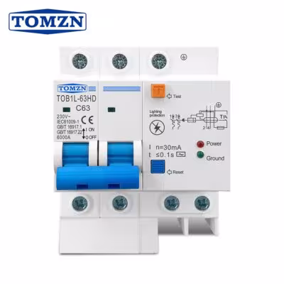 TOMZN Residual Current Circuit Breaker Main Switch With Surge Protector RCBO MCB With Lightning Protection SPD 1