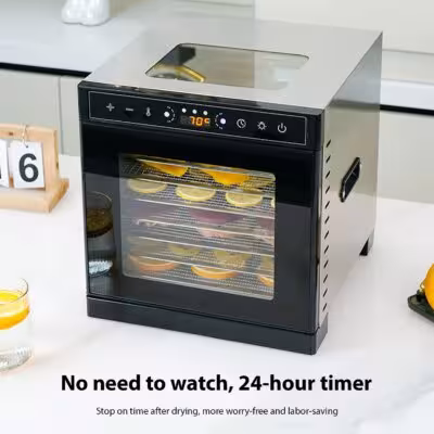 Food Dehydrator with Viewing Window 8 Stainless Steel Trays Food Dryer Built-in Light Adjustable Timer Adjustable Temperature 1