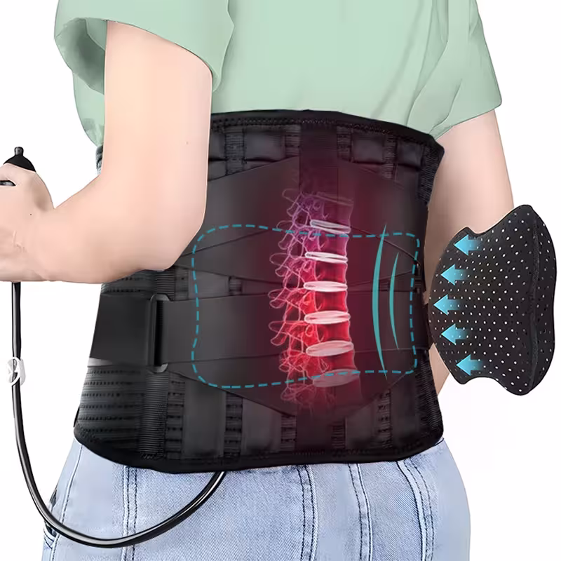 Faja lumbar con almohadilla inflable para aliviar el dolor de espalda, correas ajustables