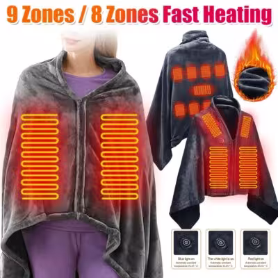 USB Electric Heated Blanket 3 Heating Levels Fleece Heated Blanket Wearable Heating Lap Blanket for Household and Office 1