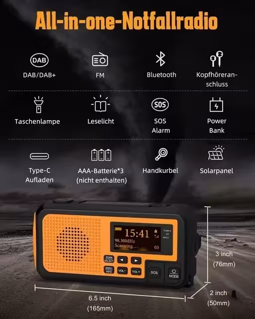 Radio d'urgence avec manivelle