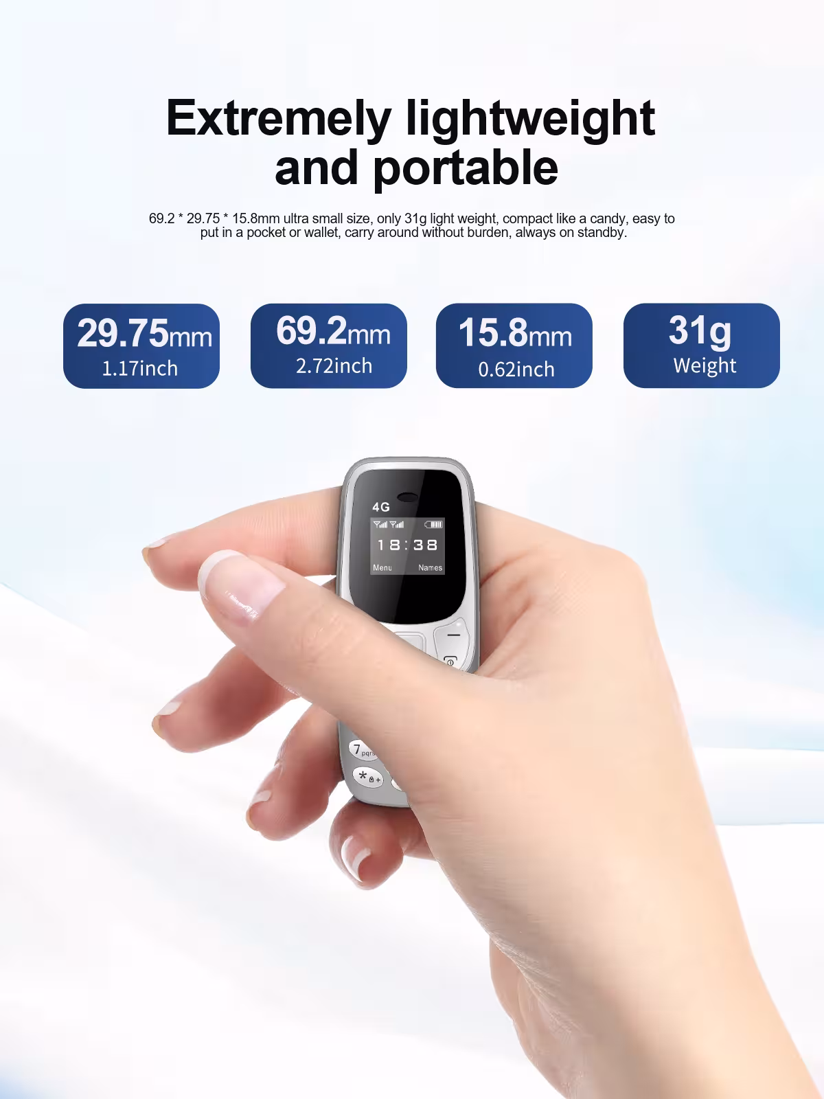 mini mobilusis telefonas
