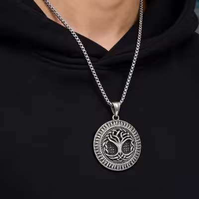 Ciondolo da uomo Ygdrasil, albero della vita, acciaio inossidabile 316L, stile vichingo