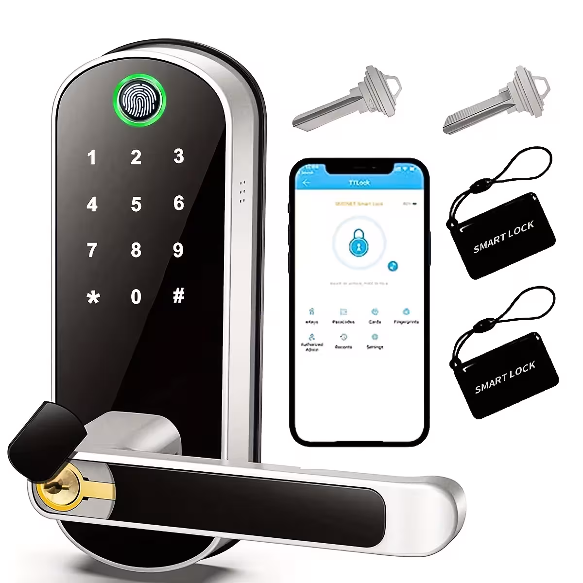 Serratura intelligente con impronta digitale, app WiFi, schede NFC e protezione IP67