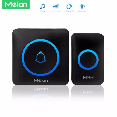 Meian Smart Home Doorbell Wireless Security Doorbell IP65 Waterproof Outdoor Door Bell 60 Songs 5 Volume Adjustable Chime Kit 1