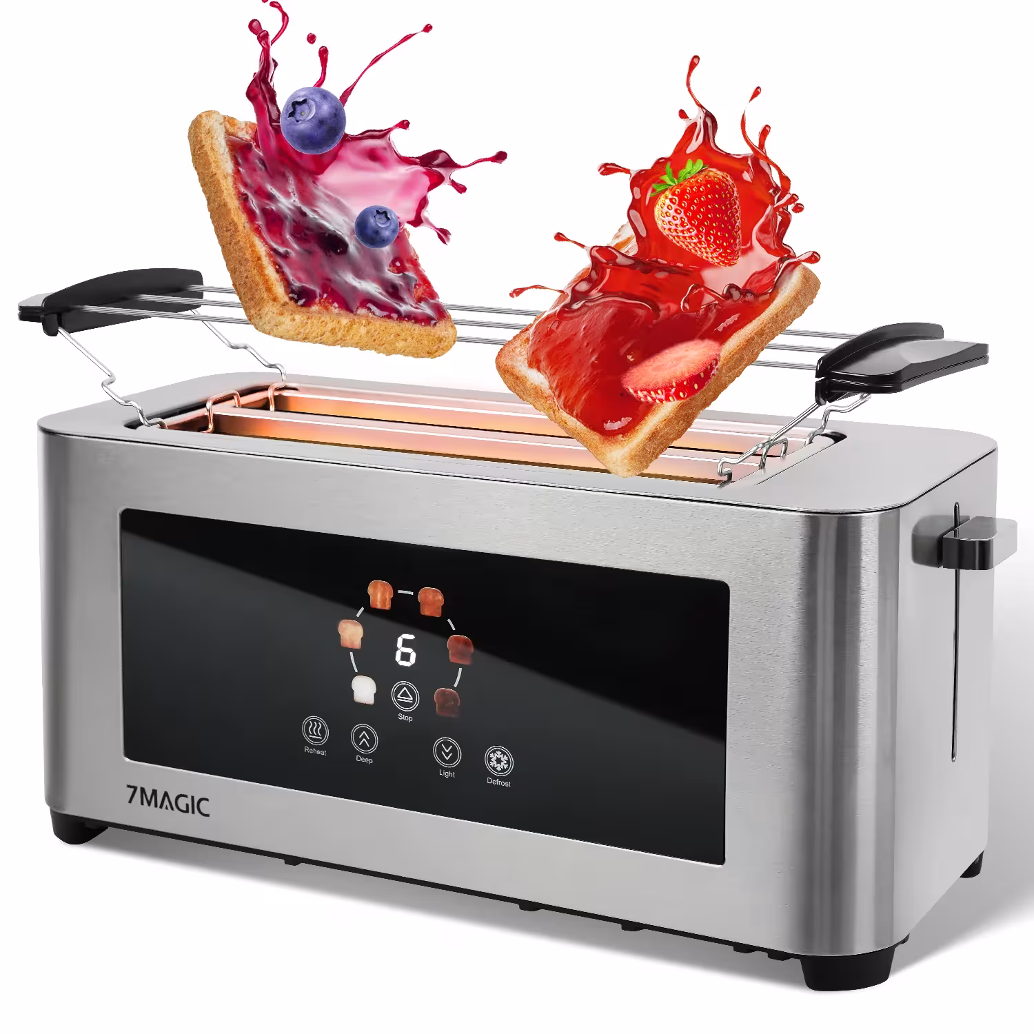 Tostapane 1400W con corpo in acciaio inossidabile, display LCD touch screen e 7 livelli di tostatura