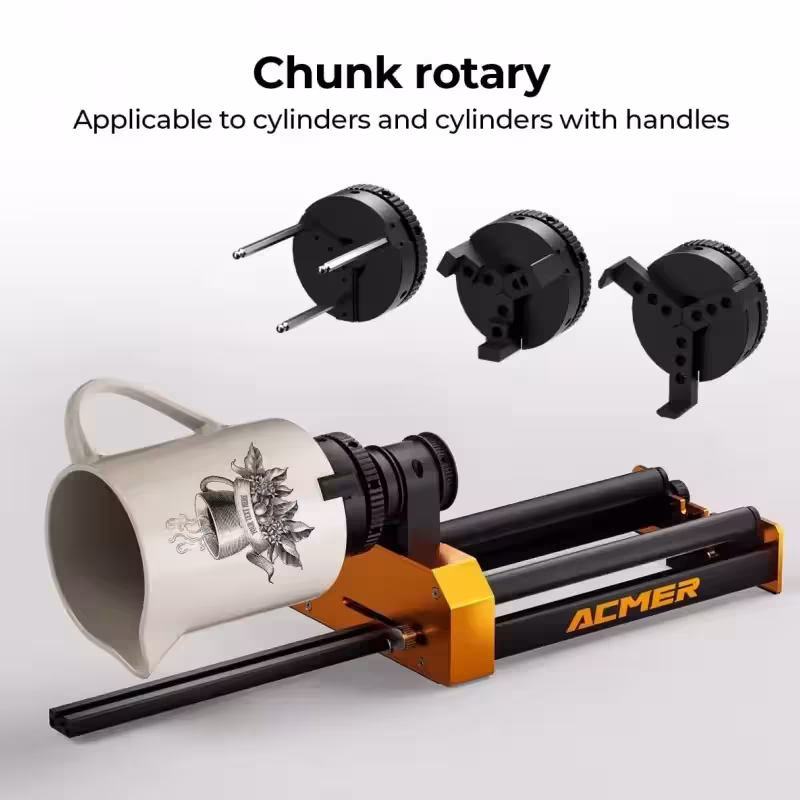Module rotatif laser ACMER M4 pour 4 axes, pinces de 4 à 64 mm, pour verre et cylindres