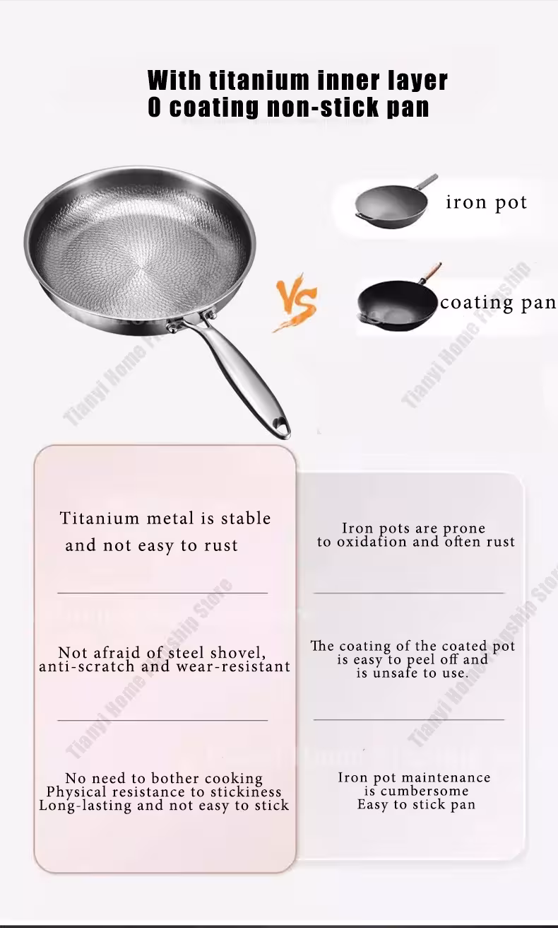 Titanium frying pan, without accessories