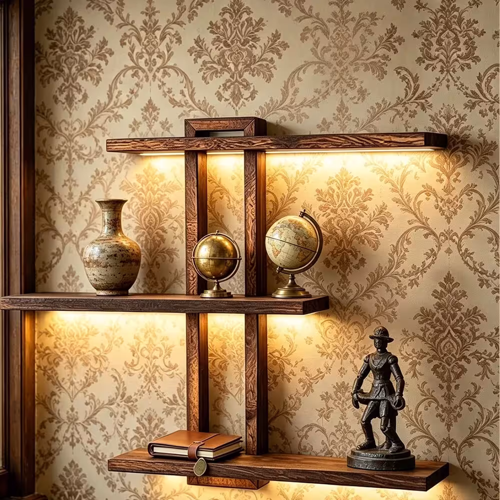 Three-tier wall shelf