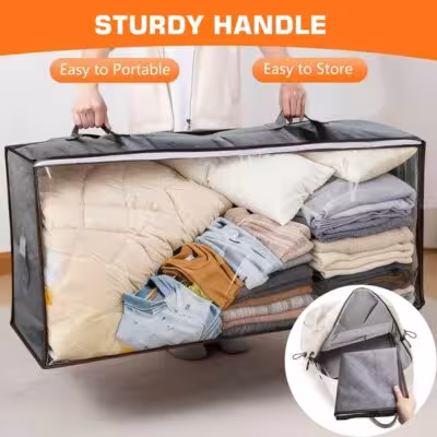 5PCS Non-woven Underbed Quilt Storage Bag Organizer Wardrobe Clothes Dust Moisture-proof Finishing Bag Foldable Storage Box 100x50x18cm 1