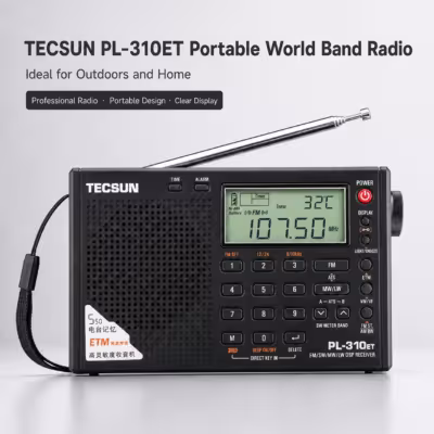 TECSUN PL310ET Radio Portable World Band Receiver FM MW LW SW DSP Technology ETM Auto Tuning 550 Memory Channels Alarm Clock Sleep Timer Long Range Reception 1