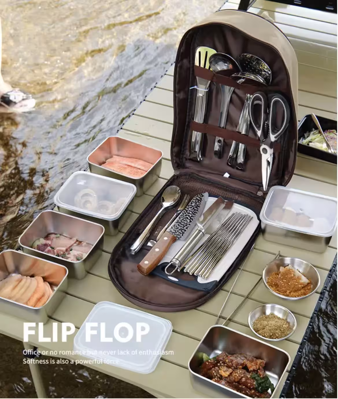 Portable camping kitchen set.