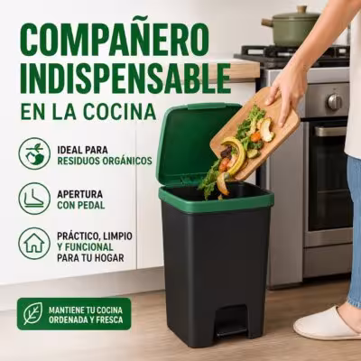 Pedal Trash Bin 23L for Recycling and Organic Waste, Plastic Container with Airtight Odor-Resistant Lid for Kitchen, Office and Home, Efficient Waste Sorting 1