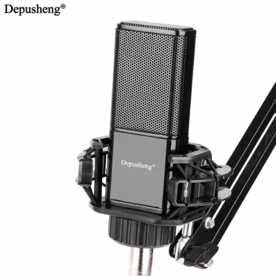 DEPUSHENG V12 kondensatorinis mikrofonas su 48V garso plokšte studijiniam įrašymui