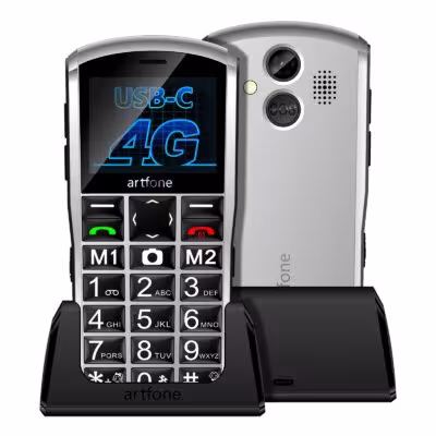 Artfone A400 Mobile Phone Large 1400mAh Battery Buttons SOS Button Dual SIM 4G Charging Station 1