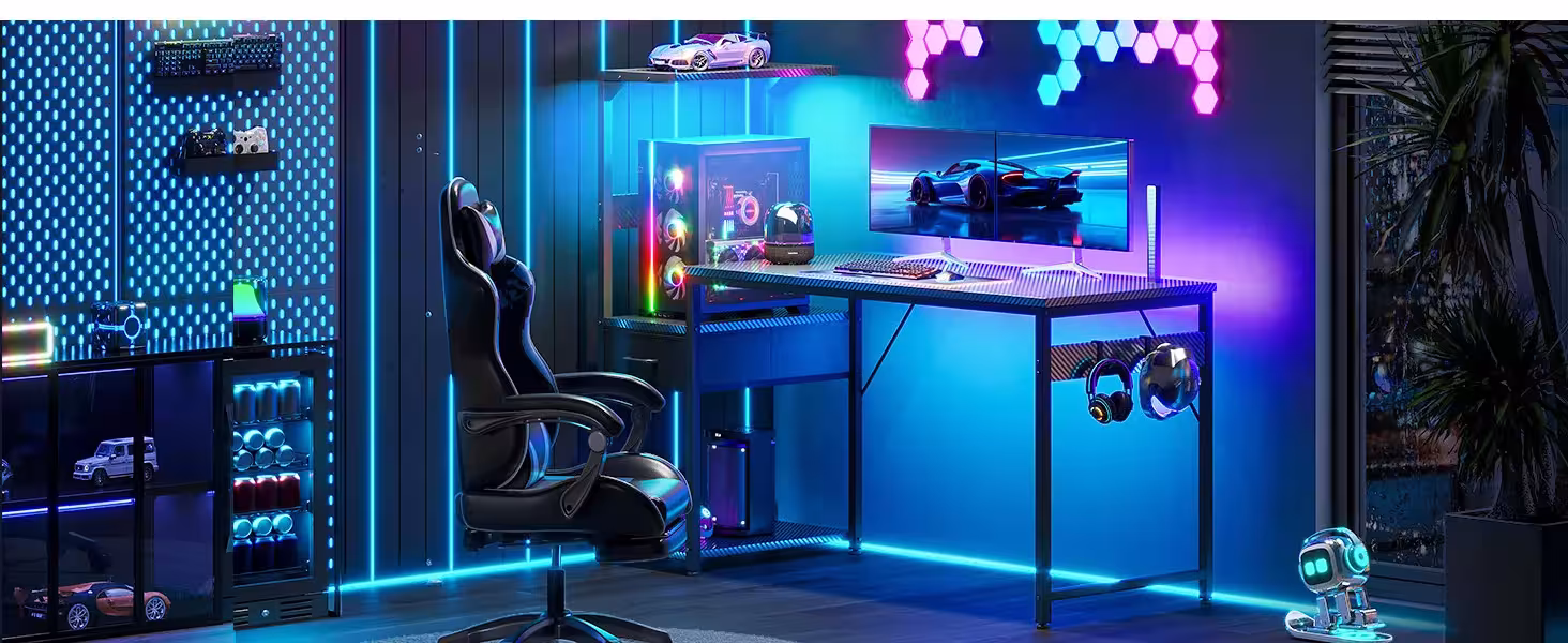 escritorio para juegos con iluminación LED