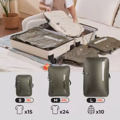 FLEXTAIL X VOLLYC EZYPACK - 18-55L Vacuum Storage Bag, Reusable Clothing Storage Bag, Travel Compression Backpack Luggage Bag 1