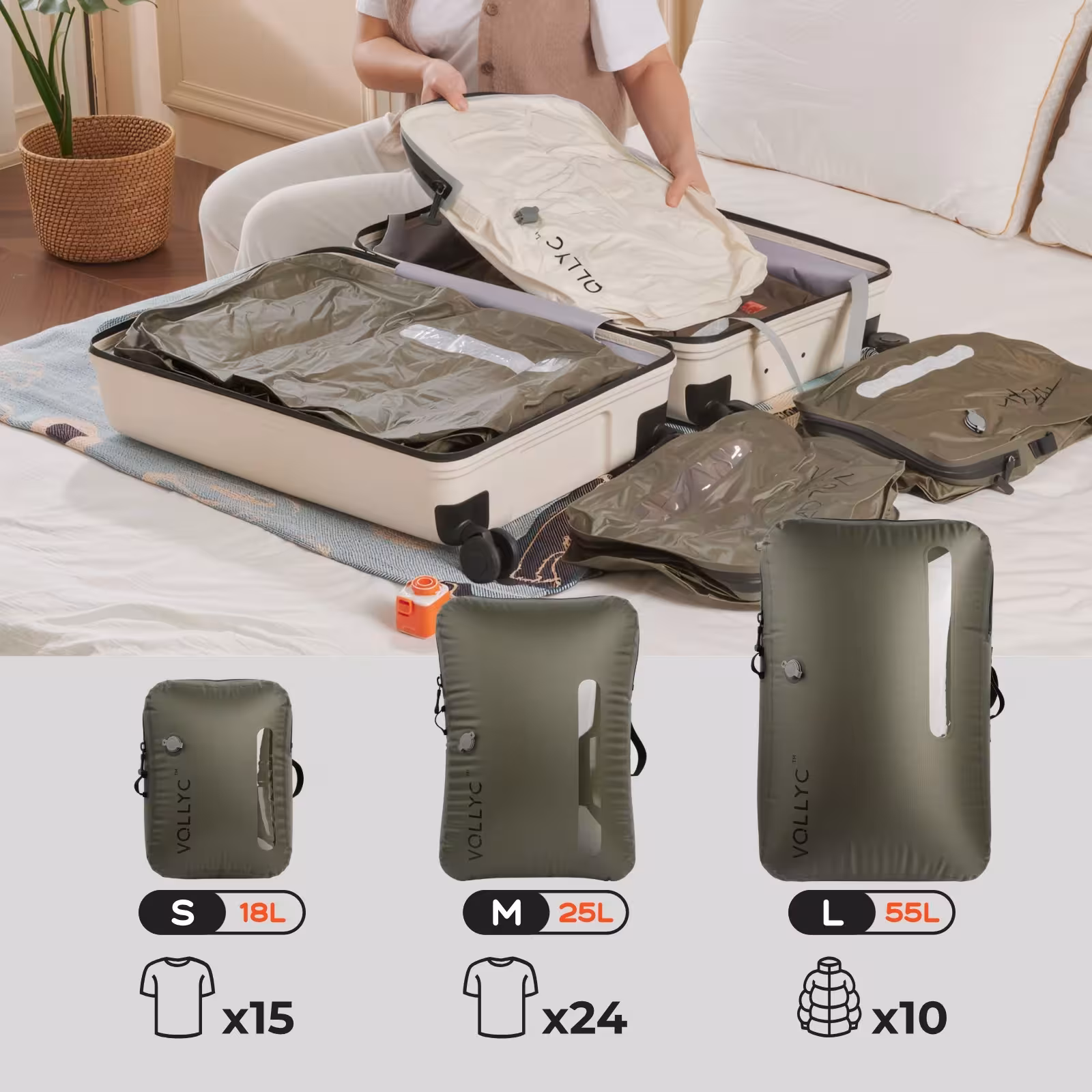FLEXTAIL X VOLLYC EZYPACK vacuum storage bag 18-55L, travel compression backpack