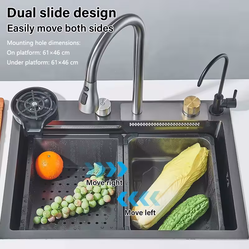 kitchen sink with waterfall effect