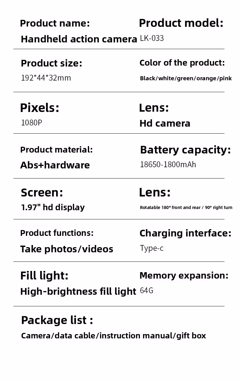 Caméra d'action 4K