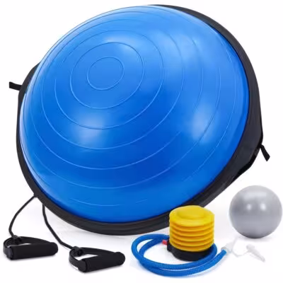 Ballon d'équilibre hémisphérique 25 pouces avec base antidérapante, capacité de charge de 1600 lb, appareil pour renforcer les abdominaux