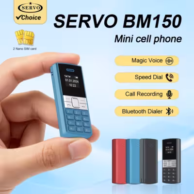 SERVO BM150 Super Mini Mobile Phone Dual SIM Bluetooth Dial Magic Voice Call Recording Speed Dial 2G GSM Pocket Small Cellphone 1