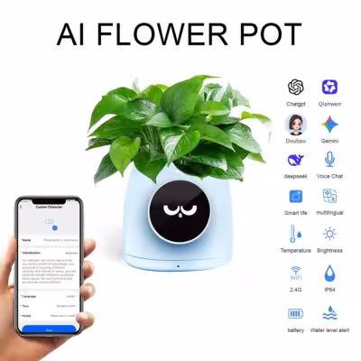 Vaso intelligente LINCUKOO con idroponica e supporto per ChatGPT e Gemini.