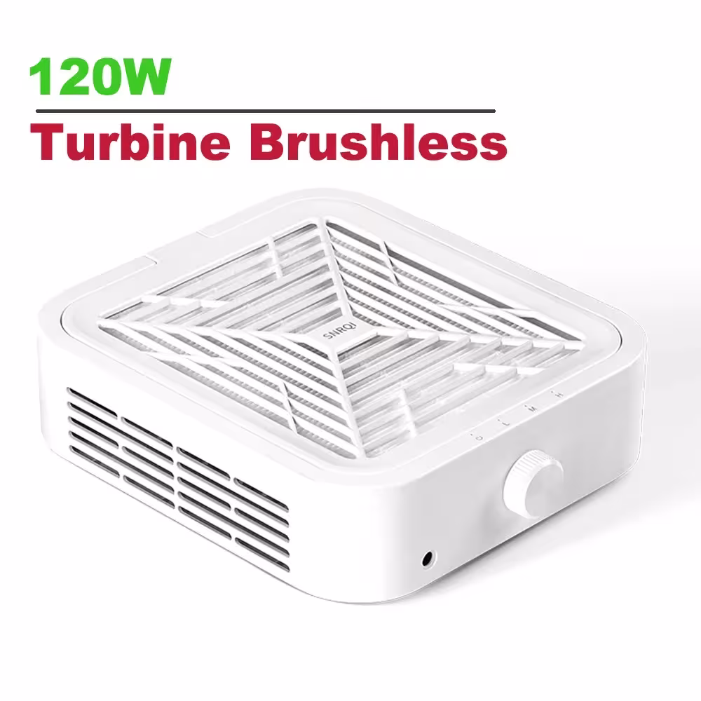 Aspirateur à ongles avec moteur turbine, puissance de 120W, vitesse réglable, filtre amovible