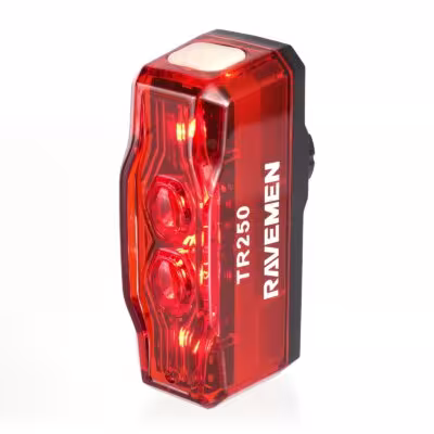 Feu arrière pour vélo RAVEMEN TR250 avec capteur de freinage, 250 lm, USB-C, IPX6