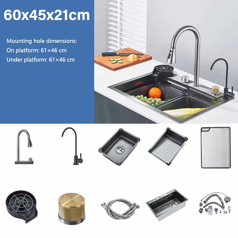 kitchen sink with waterfall effect