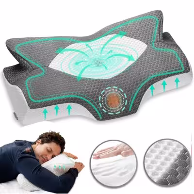 Cervical Curve Memory Foam Pillow Case, Replaceable Pillow Cover, for Any Sleeping Position 1