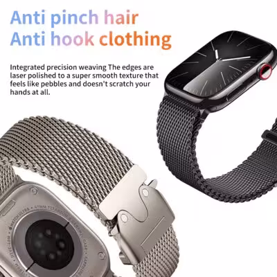 Kebitt 49mm natūralaus titano Milano dirželis Apple Watch Series 11 10 Ultra 3 2 laikrodžiams