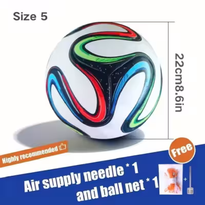 Ballon de football pour hommes et femmes, taille 5, en cuir PU, pour l'entraînement en extérieur